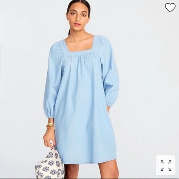 J. Crew Dresses & Skirts - J. Crew Square Neck Chambray Smock MIDI Dress Size S